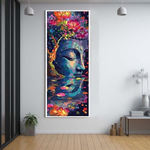 Diamond Painting Farbe Buddha diamond painting erwachsene groß xxl 30x80cm，5D diamond painting set mit Zubehör Full Round Set，DIY Cross Stickerei Deko Wohnzimmer Schlafzimmer Büro Eingang Wand B26 von FCNUEBVGL