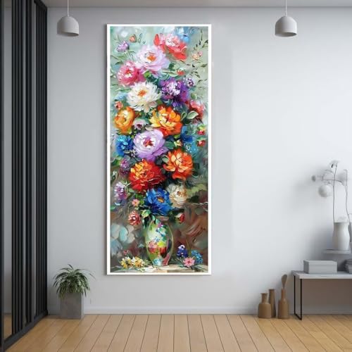 Diamond Painting Farbe blumen 100x300cm，5D Daiments Painting Erwachsene mit Diamond Painting Zubehör，Groß Diamont Painting bilder Set Full Round Drill Geschenk für mädchen Home Wall Décor B80 von FCNUEBVGL