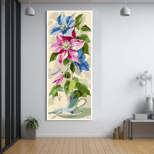 Diamond Painting Farbe blumen 40x100cm，5D Daiments Painting Erwachsene mit Diamond Painting Zubehör，Groß Diamont Painting bilder Set Full Round Drill Geschenk für mädchen Home Wall Décor A51 von FCNUEBVGL