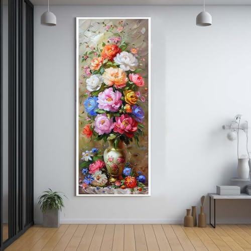 Diamond Painting Farbe blumen 50x120cm，5D Daiments Painting Erwachsene mit Diamond Painting Zubehör，Groß Diamont Painting bilder Set Full Round Drill Geschenk für mädchen Home Wall Décor B69 von FCNUEBVGL