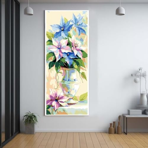 Diamond Painting Farbe blumen 90x180cm，5D Daiments Painting Erwachsene mit Diamond Painting Zubehör，Groß Diamont Painting bilder Set Full Round Drill Geschenk für mädchen Home Wall Décor A48 von FCNUEBVGL