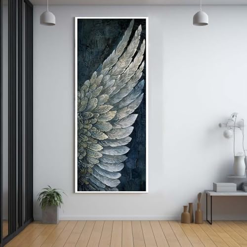 Diamond Painting Flügel Federn 100x300cm，5D Daiments Painting Erwachsene mit Diamond Painting Zubehör，Groß Diamont Painting bilder Set Full Square Drill Geschenk für mädchen Home Wall Décor F38 von FCNUEBVGL