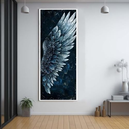 Diamond Painting Flügel Federn 90x250cm，5D Daiments Painting Erwachsene mit Diamond Painting Zubehör，Groß Diamont Painting bilder Set Full Square Drill Geschenk für mädchen Home Wall Décor G9 von FCNUEBVGL