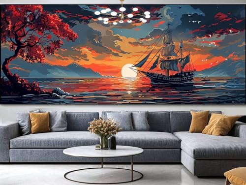 Diamond Painting Flüsse Diamond Painting Erwachsene Groß xxl 140x70cm，Pferd Diamond Painting Kinder Mit Full Square Zubehör Set，DIY Cross Stickerei Deko Wohnzimmer Schlafzimmer BüRo Eingang Wand C64 von FCNUEBVGL