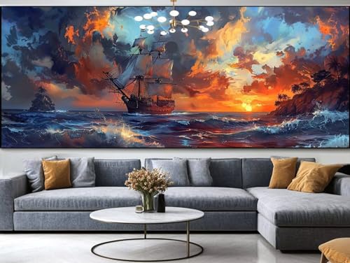 Diamond Painting Flüsse Diamond Painting Erwachsene Groß xxl 150x60cm，Pferd Diamond Painting Kinder Mit Full Square Zubehör Set，DIY Cross Stickerei Deko Wohnzimmer Schlafzimmer BüRo Eingang Wand C63 von FCNUEBVGL