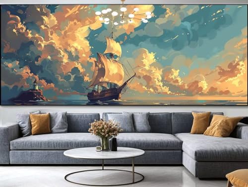 Diamond Painting Flüsse Diamond Painting Erwachsene Groß xxl 250x90cm，Pferd Diamond Painting Kinder Mit Full Square Zubehör Set，DIY Cross Stickerei Deko Wohnzimmer Schlafzimmer BüRo Eingang Wand C65 von FCNUEBVGL