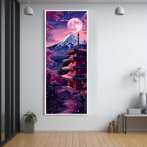 Diamond Painting Japanischer Stil Hof 60x150cm，5D Daiments Painting Erwachsene mit Diamond Painting Zubehör，Groß Diamont Painting bilder Set Full Round Drill Geschenk für mädchen Home Wall Décor B18 von FCNUEBVGL