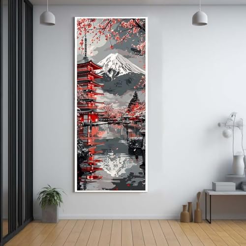 Diamond Painting Japanischer Stil Landschaft 100x300cm，5D Daiments Painting Erwachsene mit Diamond Painting Zubehör，Groß Diamont Painting bilder Set Full Square Drill Geschenk für mädchen Décor F34 von FCNUEBVGL