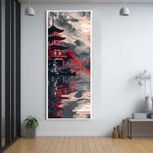 Diamond Painting Japanischer Stil Landschaft diamond painting erwachsene groß 100x300cm，5D diamond painting set mit Zubehör Full Square Set，DIY Cross Stickerei Deko Wohnzimmer Schlafzimmer Eingang G98 von FCNUEBVGL