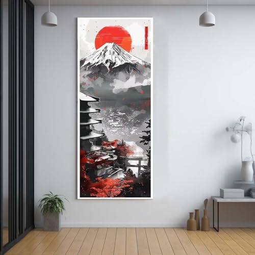 Diamond Painting Japanischer Stil Landschaft diamond painting erwachsene groß 100x300cm，5D diamond painting set mit Zubehör Full Square Set，DIY Cross Stickerei Deko Wohnzimmer Schlafzimmer Eingang G24 von FCNUEBVGL