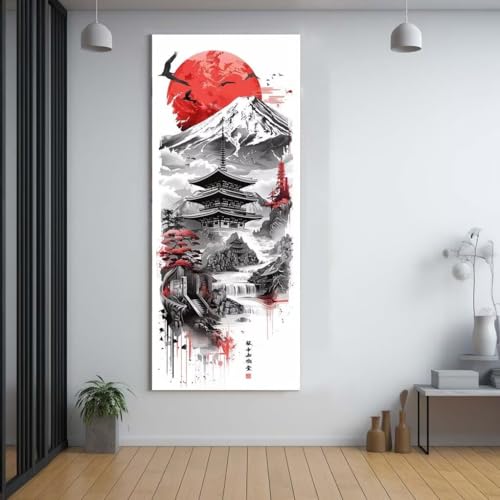 Diamond Painting Japanischer Stil Landschaft diamond painting erwachsene groß 80x160cm，5D diamond painting set mit Zubehör Full Square Set，DIY Cross Stickerei Deko Wohnzimmer Schlafzimmer Eingang G23 von FCNUEBVGL