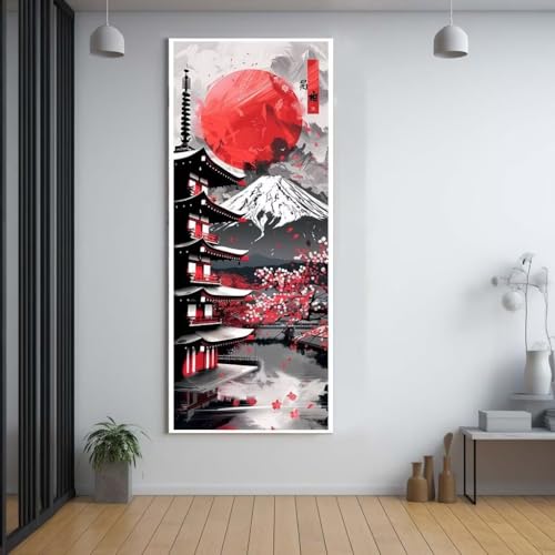 Diamond Painting Japanischer Stil Sonnenuntergang 50x120cm，5D Daiments Painting Erwachsene mit Diamond Painting Zubehör，Groß Diamont Painting bilder Set Full Round Drill Geschenk für mädchen C10 von FCNUEBVGL