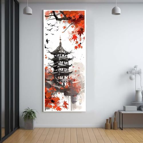 Diamond Painting Japanischer Stil gefallene Blätter 100x200cm，5D Daiments Painting Erwachsene mit Diamond Painting Zubehör，Groß Diamont Painting bilder Set Full Square Drill Geschenk für mädchen F13 von FCNUEBVGL