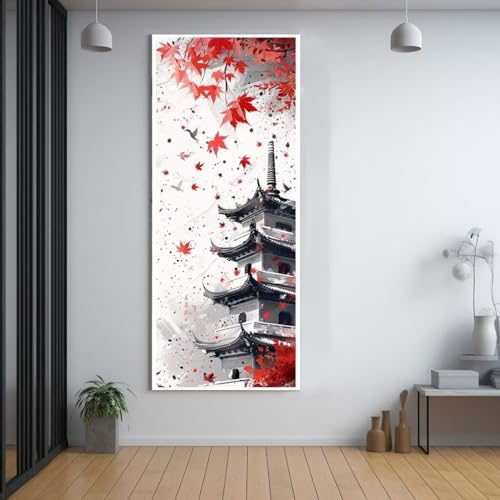 Diamond Painting Japanischer Stil gefallene Blätter 100x300cm，5D Daiments Painting Erwachsene mit Diamond Painting Zubehör，Groß Diamont Painting bilder Set Full Square Drill Geschenk für mädchen F12 von FCNUEBVGL