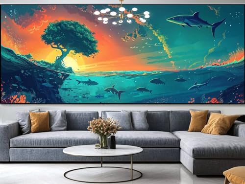 Diamond Painting Koi Fisch Diamond Painting Erwachsene Groß xxl 200x100cm，Blumen Diamond Painting Kinder Mit Full Square Zubehör Set，DIY Cross Stickerei Deko Wohnzimmer Schlafzimmer Eingang Wand D2 von FCNUEBVGL