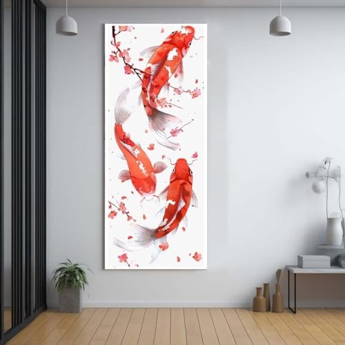 Diamond Painting Koi Fisch Fisch 100x300cm，5D Daiments Painting Erwachsene mit Diamond Painting Zubehör，Groß Diamont Painting bilder Set Full Square Drill Geschenk für mädchen Home Wall Décor G45 von FCNUEBVGL