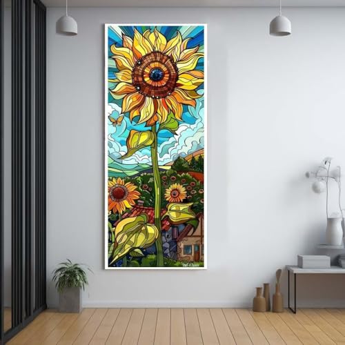 Diamond Painting Land Sonnenblumen 100x200cm，5D Daiments Painting Erwachsene mit Diamond Painting Zubehör，Groß Diamont Painting bilder Set Full Square Drill Geschenk für mädchen Home Wall Décor F81 von FCNUEBVGL