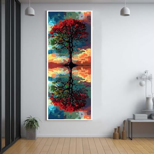 Diamond Painting Landschaft Bäume 100x200cm，5D Daiments Painting Erwachsene mit Diamond Painting Zubehör，Groß Diamont Painting bilder Set Full Square Drill Geschenk für mädchen Home Wall Décor G56 von FCNUEBVGL