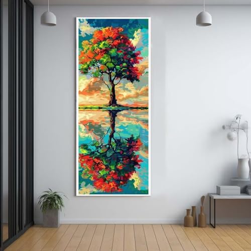 Diamond Painting Landschaft Bäume 100x300cm，5D Daiments Painting Erwachsene mit Diamond Painting Zubehör，Groß Diamont Painting bilder Set Full Square Drill Geschenk für mädchen Home Wall Décor G57 von FCNUEBVGL