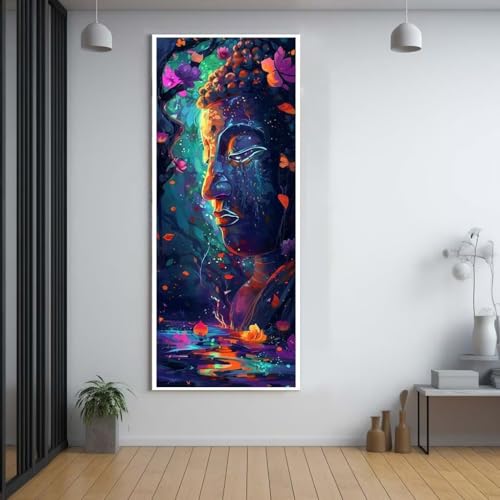 Diamond Painting Landschaft Buddha 60x150cm，5D Daiments Painting Erwachsene mit Diamond Painting Zubehör，Groß Diamont Painting bilder Set Full Round Drill Geschenk für mädchen Home Wall Décor B94 von FCNUEBVGL