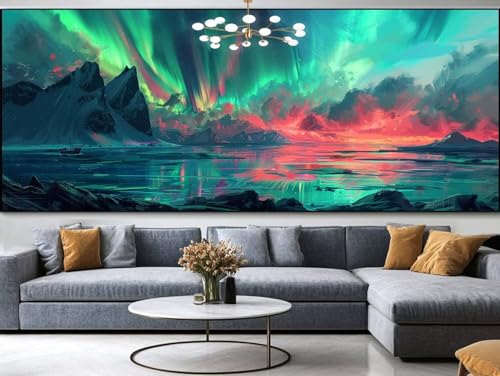 Diamond Painting Landschaft Diamond Painting Erwachsene Groß xxl 120x50cm，See Diamond Painting Kinder Mit Full Square Zubehör Set，DIY Cross Stickerei Deko Wohnzimmer Schlafzimmer BüRo Eingang Wand C14 von FCNUEBVGL