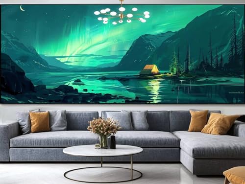 Diamond Painting Landschaft Diamond Painting Erwachsene Groß xxl 120x50cm，See Diamond Painting Kinder Mit Full Square Zubehör Set，DIY Cross Stickerei Deko Wohnzimmer Schlafzimmer BüRo Eingang Wand C18 von FCNUEBVGL