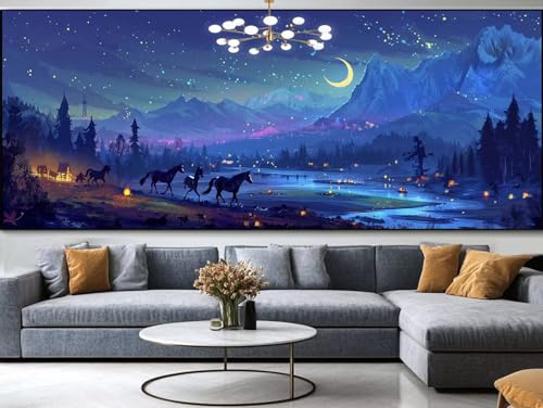 Diamond Painting Landschaft Diamond Painting Erwachsene Groß xxl 150x60cm，See Diamond Painting Kinder Mit Full Square Zubehör Set，DIY Cross Stickerei Deko Wohnzimmer Schlafzimmer BüRo Eingang Wand C15 von FCNUEBVGL