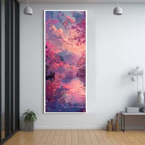 Diamond Painting Landschaft Fluss 50x120cm，5D Daiments Painting Erwachsene mit Diamond Painting Zubehör，Groß Diamont Painting bilder Set Full Round Drill Geschenk für mädchen Home Wall Décor D73 von FCNUEBVGL