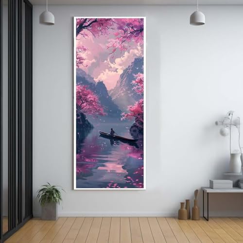 Diamond Painting Landschaft Fluss diamond painting erwachsene groß xxl 50x120cm，5D diamond painting set mit Zubehör Full Round Set，DIY Cross Stickerei Deko Wohnzimmer Schlafzimmer Eingang Wand D74 von FCNUEBVGL