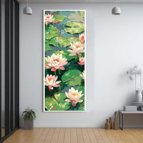 Diamond Painting Lotus Blume 100x200cm，5D Daiments Painting Erwachsene mit Diamond Painting Zubehör，Groß Diamont Painting bilder Set Full Square Drill Geschenk für mädchen Home Wall Décor F51 von FCNUEBVGL