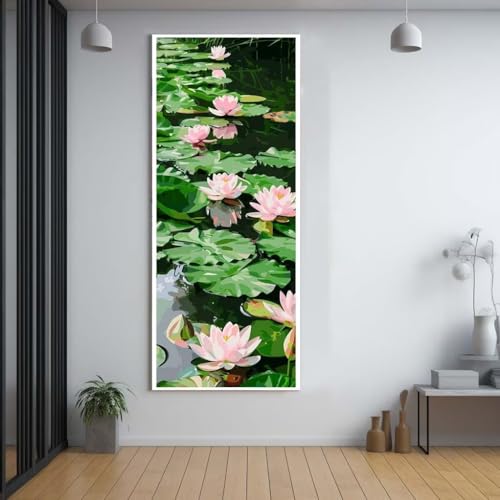 Diamond Painting Lotus Blume 100x300cm，5D Daiments Painting Erwachsene mit Diamond Painting Zubehör，Groß Diamont Painting bilder Set Full Square Drill Geschenk für mädchen Home Wall Décor F48 von FCNUEBVGL