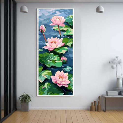 Diamond Painting Lotus Blume diamond painting erwachsene groß xxl 100x300cm，5D diamond painting set mit Zubehör Full Square Set，DIY Cross Stickerei Deko Wohnzimmer Schlafzimmer Büro Eingang Wand G4 von FCNUEBVGL