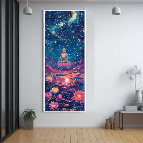 Diamond Painting Lotus Buddha 100x300cm，5D Daiments Painting Erwachsene mit Diamond Painting Zubehör，Groß Diamont Painting bilder Set Full Square Drill Geschenk für mädchen Home Wall Décor F74 von FCNUEBVGL