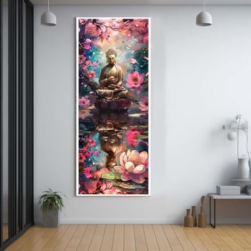 Diamond Painting Lotus Buddha 100x300cm，5D Daiments Painting Erwachsene mit Diamond Painting Zubehör，Groß Diamont Painting bilder Set Full Square Drill Geschenk für mädchen Home Wall Décor G71 von FCNUEBVGL