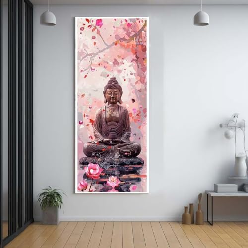 Diamond Painting Lotus Buddha diamond painting erwachsene groß xxl 100x300cm，5D diamond painting set mit Zubehör Full Square Set，DIY Cross Stickerei Deko Wohnzimmer Schlafzimmer Büro Eingang Wand G68 von FCNUEBVGL