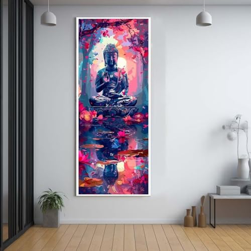 Diamond Painting Lotus Buddha diamond painting erwachsene groß xxl 100x300cm，5D diamond painting set mit Zubehör Full Square Set，DIY Cross Stickerei Deko Wohnzimmer Schlafzimmer Büro Eingang Wand G70 von FCNUEBVGL