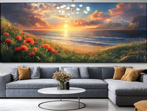 Diamond Painting Lotus Diamond Painting Erwachsene Groß xxl 140x70cm，Landschaft Diamond Painting Kinder Mit Full Square Zubehör Set，DIY Cross Stickerei Deko Wohnzimmer Schlafzimmer Eingang Wand C66 von FCNUEBVGL