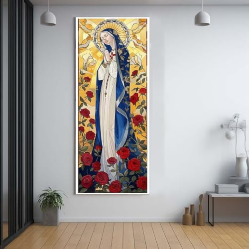 Diamond Painting Maria Maria Rose 50x120cm，5D Daiments Painting Erwachsene mit Diamond Painting Zubehör，Groß Diamont Painting bilder Set Full Round Drill Geschenk für mädchen Home Wall Décor A42 von FCNUEBVGL