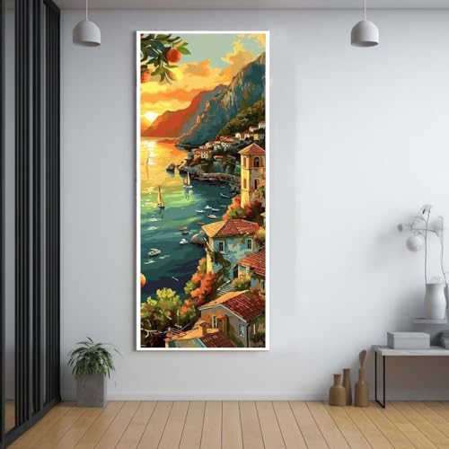 Diamond Painting Meer Sonnenuntergang 80x160cm，5D Daiments Painting Erwachsene mit Diamond Painting Zubehör，Groß Diamont Painting bilder Set Full Round Drill Geschenk für mädchen Home Wall Décor C92 von FCNUEBVGL