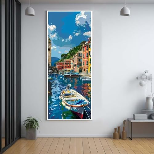 Diamond Painting Meer schiff 70x200cm，5D Daiments Painting Erwachsene mit Diamond Painting Zubehör，Groß Diamont Painting bilder Set Full Square Drill Geschenk für mädchen Home Wall Décor E85 von FCNUEBVGL