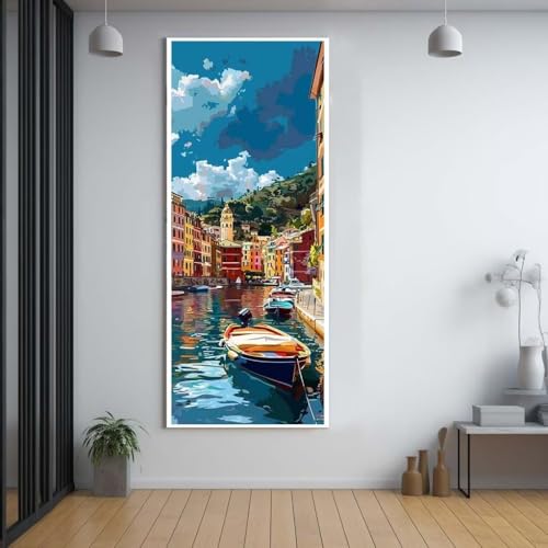 Diamond Painting Meer schiff 90x250cm，5D Daiments Painting Erwachsene mit Diamond Painting Zubehör，Groß Diamont Painting bilder Set Full Square Drill Geschenk für mädchen Home Wall Décor E87 von FCNUEBVGL