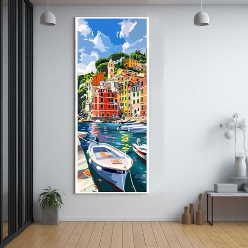 Diamond Painting Meerblick Boot diamond painting erwachsene groß xxl 60x150cm，5D diamond painting set mit Zubehör Full Square Set，DIY Cross Stickerei Deko Wohnzimmer Schlafzimmer Büro Eingang Wand F99 von FCNUEBVGL