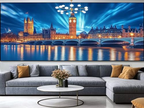 Diamond Painting Meereswelle Diamond Painting Erwachsene Groß xxl 150x60cm，Schönheit Diamond Painting Kinder Mit Full Square Zubehör Set，DIY Cross Stickerei Deko Wohnzimmer Schlafzimmer Wand C53 von FCNUEBVGL