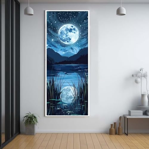 Diamond Painting Mond Fluss 100x200cm，5D Daiments Painting Erwachsene mit Diamond Painting Zubehör，Groß Diamont Painting bilder Set Full Square Drill Geschenk für mädchen Home Wall Décor F87 von FCNUEBVGL