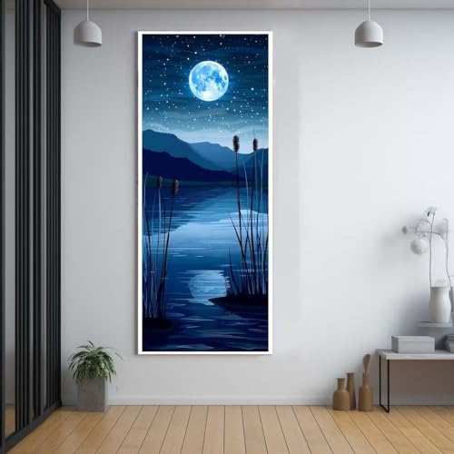 Diamond Painting Mond Fluss 100x300cm，5D Daiments Painting Erwachsene mit Diamond Painting Zubehör，Groß Diamont Painting bilder Set Full Square Drill Geschenk für mädchen Home Wall Décor F86 von FCNUEBVGL