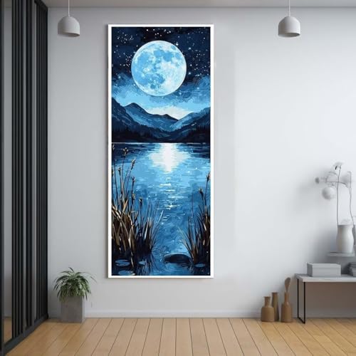 Diamond Painting Mond Fluss diamond painting erwachsene groß xxl 100x200cm，5D diamond painting set mit Zubehör Full Square Set，DIY Cross Stickerei Deko Wohnzimmer Schlafzimmer Büro Eingang Wand F88 von FCNUEBVGL