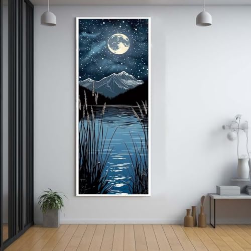 Diamond Painting Mond Fluss diamond painting erwachsene groß xxl 100x300cm，5D diamond painting set mit Zubehör Full Square Set，DIY Cross Stickerei Deko Wohnzimmer Schlafzimmer Büro Eingang Wand F89 von FCNUEBVGL