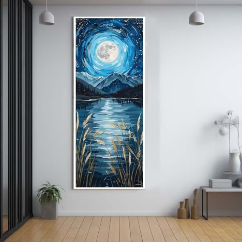 Diamond Painting Mond Fluss diamond painting erwachsene groß xxl 50x120cm，5D diamond painting set mit Zubehör Full Square Set，DIY Cross Stickerei Deko Wohnzimmer Schlafzimmer Büro Eingang Wand F90 von FCNUEBVGL