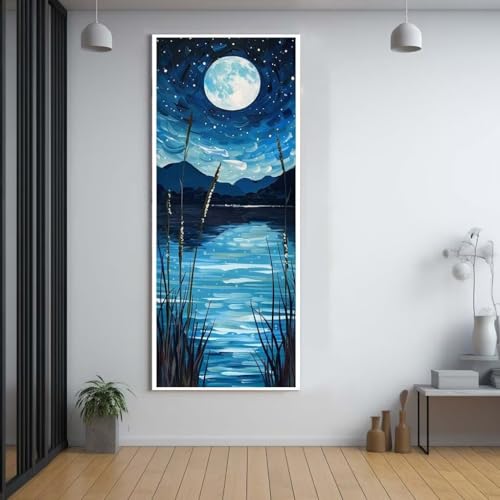 Diamond Painting Mond Fluss diamond painting erwachsene groß xxl 70x200cm，5D diamond painting set mit Zubehör Full Square Set，DIY Cross Stickerei Deko Wohnzimmer Schlafzimmer Büro Eingang Wand F91 von FCNUEBVGL