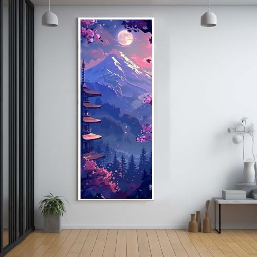 Diamond Painting Mond landschaft 30x80cm，5D Daiments Painting Erwachsene mit Diamond Painting Zubehör，Groß Diamont Painting bilder Set Full Round Drill Geschenk für mädchen Home Wall Décor D63 von FCNUEBVGL